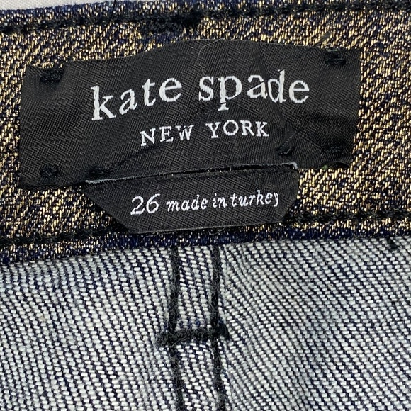 KATE SPADE Metallic Straight Leg Jean Pant Cropped Size 26 - Picture 7 of 10